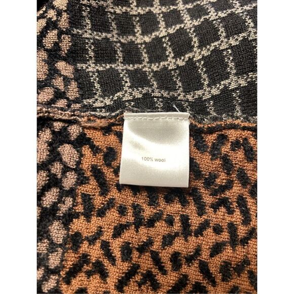 Z Brand Womens Wool Multi Print Snap Button Sweater Size Large Brown Black - Picture 7 of 10
